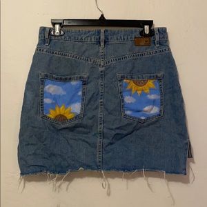 painted pockets jean skirt